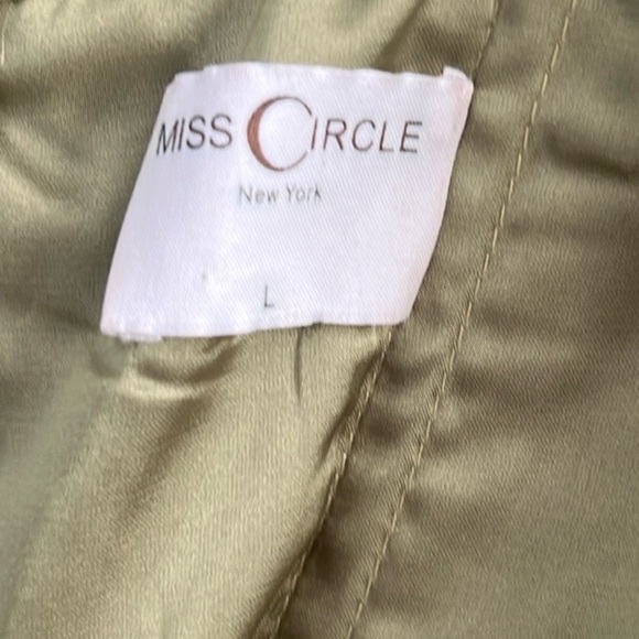 Miss Circle,Couture Clothier,Siren Olive, Silk Mesh,Lantern Sleeve Draping Dress - Picture 4 of 13